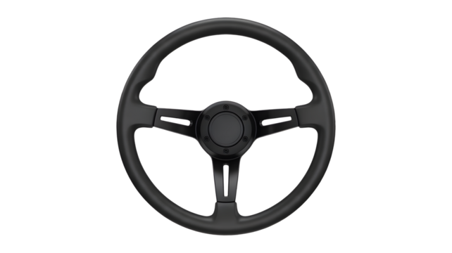 Sleek black steering wheel for custom car builds and automotive design projects, showcasing modern style and precision engineering, ready for your creative vision