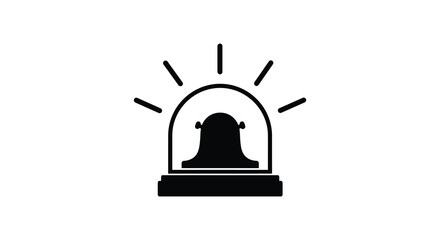 Simple black and white graphic illustration of a police car emergency light