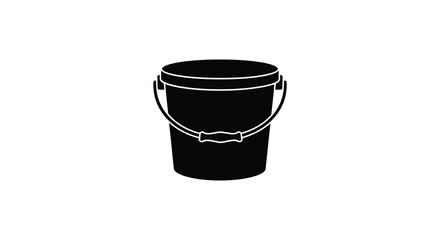 Simple black silhouette of a plastic bucket with a handle visible