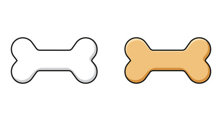 Two dog bone shapes one white outline and one golden colored