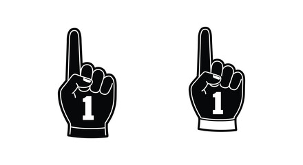Two black foam fingers with the number one displayed prominently