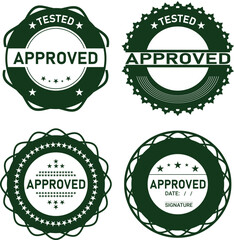 Approval Rubber Stamp Set with green signature and date 100% editable file
