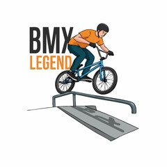 Obraz premium Detailed Illustration BMX Legend Performing Stunt on Railing Extreme Sport