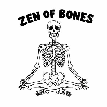 Line Art Detailed Skeleton in Lotus Position for Yoga Illustration