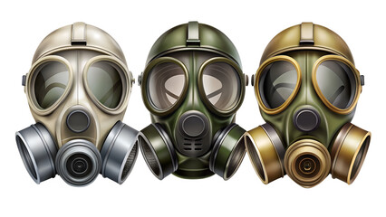 gas masks on white background