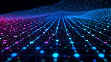 Dynamic digital network streams with vibrant neon lights and flowing data points creating a mesmerizing futuristic abstract background for technology and innovation themes - Powered by Adobe