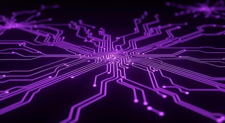 Modern purple circuit board background showcasing technology innovation and data processing power for a futuristic digital presentation or website design