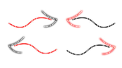 Glowing neon arrow motion light effect transparent PNG background futuristic direction symbol for digital design and modern graphic art