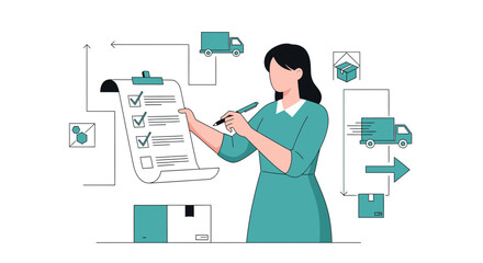 Efficient Logistics Professional Overseeing Delivery Checklist Process With Associated Elements