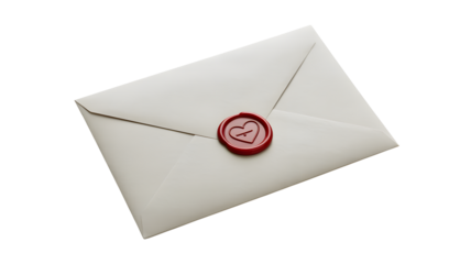 Elegant ivory envelope sealed with a heart, perfect for romantic correspondence or wedding invitations, symbolizing love and commitment in every detail