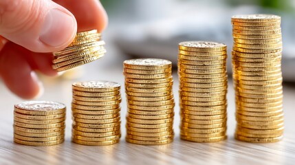 Obraz premium Oktoberfest y el arte de apilar monedas de oro con precisión y cuidado