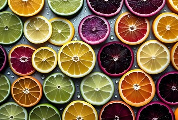 Background with mixed color citrus slices