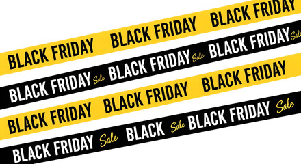 Black friday sale warning tape with text isolated on transparent background