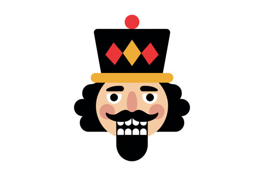 Illustration of a nutcracker with a black hat and a large mustache