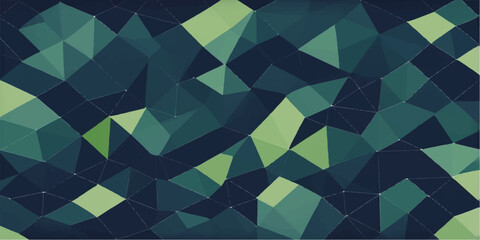 Seamless vector geometric pattern featuring a blue and green triangle mosaic design for a retro wallpaper texture
