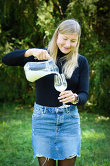 Traditional Czech low alcohol new young wine or "Neuer Wein", Czech Republic, Europe.