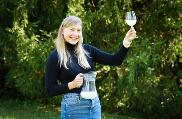 Traditional Czech low alcohol new young wine or "Neuer Wein", Czech Republic, Europe.