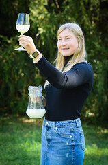 Traditional Czech low alcohol new young wine or "Neuer Wein", Czech Republic, Europe.