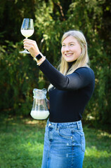 Traditional Czech low alcohol new young wine or "Neuer Wein", Czech Republic, Europe.