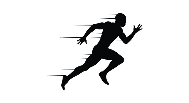 Dynamic silhouette of a sprinter in motion showing speed and athleticism