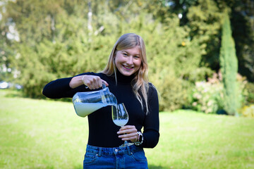 Traditional Czech low alcohol new young wine or "Neuer Wein", Czech Republic, Europe.