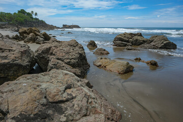 Leon, Nicaragua - September 8, 2025: Las PeÃ±itas Beach, a small fishing village in the department of Leon, Nicaragua.