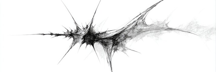 Obraz premium Detailed abstract art showcases an arrangement of spiky, intricate shapes prominently displayed against a stark white backdrop.