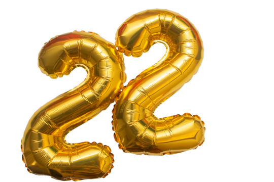 beautiful golden sign written twenty two