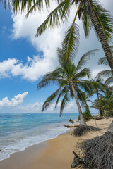 Corn Island, Nicaragua - September 19, 2025: A beach in Corn Island, an archipelago located in the Caribbean Sea, Nicaragua.
