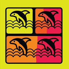 Naklejka premium design icon badge colorful logo illustration playful dolphin