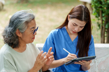 Caregiver provides assistance and support to senior, ensuring they receive necessary care. This interaction highlights importance of compassion in caregiving