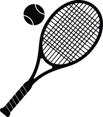 Illustrator Vector Tennis racket and ball sport equipment silhouette
