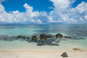 Corn Island, Nicaragua - September 20, 2025: A beach in Corn Island, an archipelago located in the Caribbean Sea, Nicaragua.