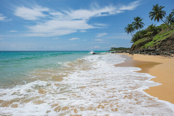 Corn Island, Nicaragua - September 22, 2025: A beach in Corn Island, an archipelago located in the Caribbean Sea, Nicaragua.
