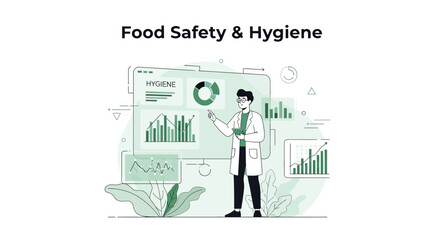 Naklejka premium Food Safety and Hygiene Analysis Illustrated Shows Scientific Data and Statistics