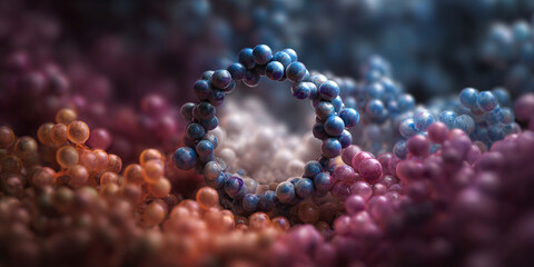 Fototapeta premium Molecular structure colorful balls symbolizing science and biology research - AI generated