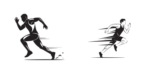 Dynamic Athlete Sprinting Illustration with Speed Lines