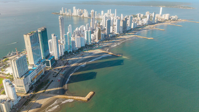 Aerial view of Bocagrande in Cartagena, Colombia