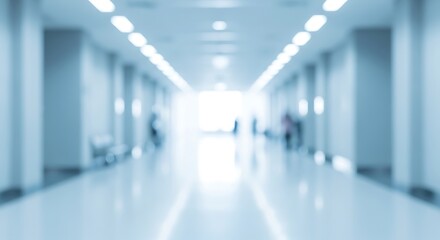 Fototapeta premium Abstract Blurred Modern Hospital Corridor with Bright Light Background.