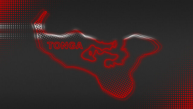 Neon Tonga Map Outline Futuristic Glow with National Colors Illustration