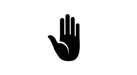 Fototapeta premium Minimalist black silhouette of the Hamsa hand, a cultural symbol of protection. Vector graphic icon of an open palm for good fortune and blessings