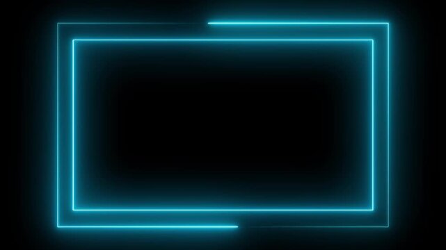 Abstract Glowing Neon light frame rectangle. Abstract glowing neon rectangle border frame. single tone neon double line animation