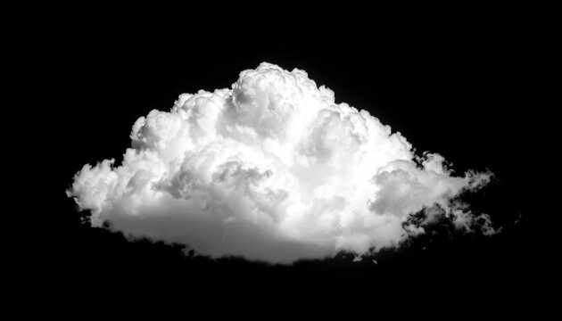Dramatic isolated cumulus cloud against a stark black background for compositing