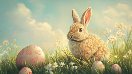 easter bunny with eggs