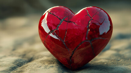 red heart on the sand