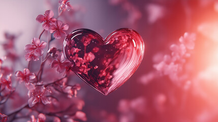 red heart on a pink background