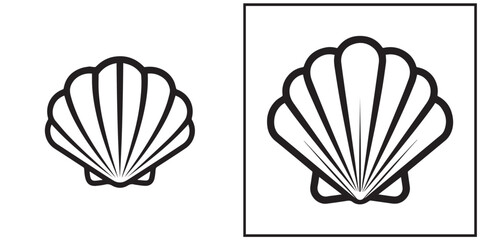 Simple Seashell Outline Icon in Black and White