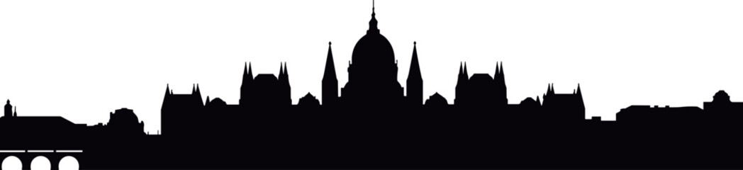 Obraz premium Budapest skyline silhouette on white background