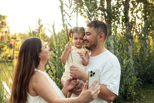 Family enjoying outdoor time in the park together