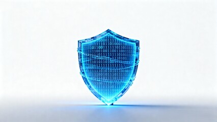 Cybersecurity shield with binary code